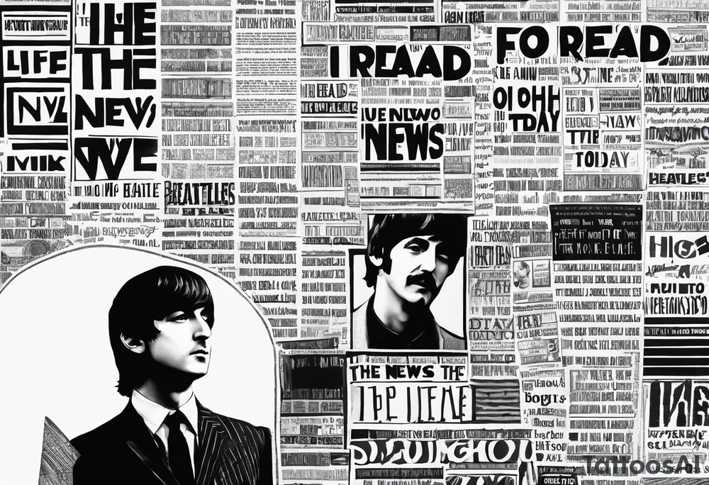 The lyrics “I read the news today, oh boy” from A Day in The Life by the Beatles involving newspaper imagery. tattoo idea