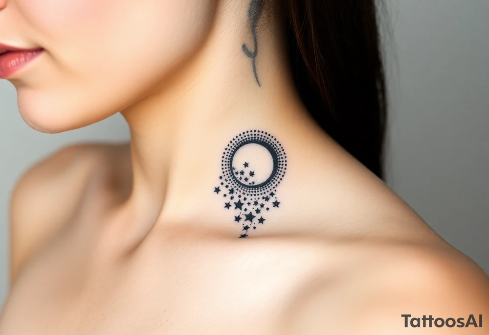 Cascade of stars swirl moon tattoo idea