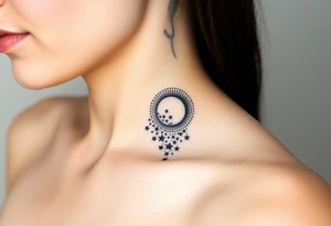 Cascade of stars swirl moon tattoo idea