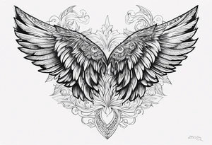 wings with the date September 28, 2005 in the center tattoo idea