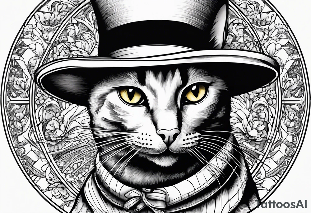 Black cat with a funny hat and a sweater tattoo idea Black cat with a funny hat and a sweater tattoo idea