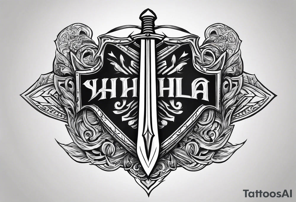 Valhalla sword shield steps tattoo idea