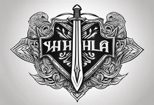 Valhalla sword shield steps tattoo idea
