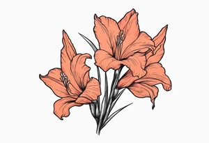 a coral-colored gladiolus tattoo idea