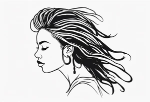 Draw a women head with real dread locks flying in the air tattoo idea
