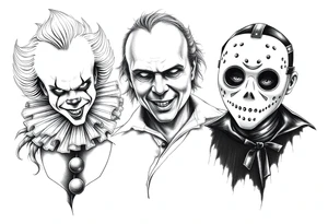 Pennywise, Freddy Krueger, Michael Meyers, jason voorhees, and chucky tattoo idea