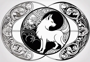 Wolf and cat yinyang tattoo idea