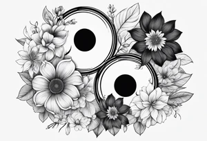 yin yang, flowers tattoo idea