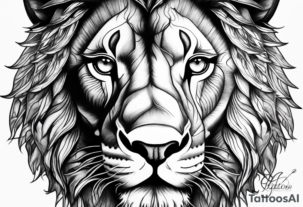 Lion eyes tattoo with thorns tattoo idea