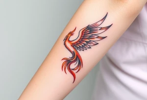Phoenix with blazing fire from ashes tattoo idea