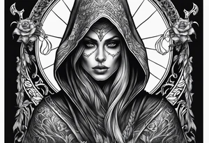 Female grim reaper full body tattoo idea