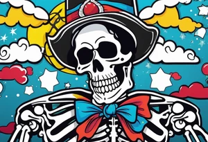 American traditional skeleton with new school sno tattoo idea