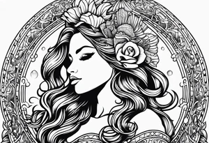 mermaid in line art american tattoo vintage style tattoo idea
