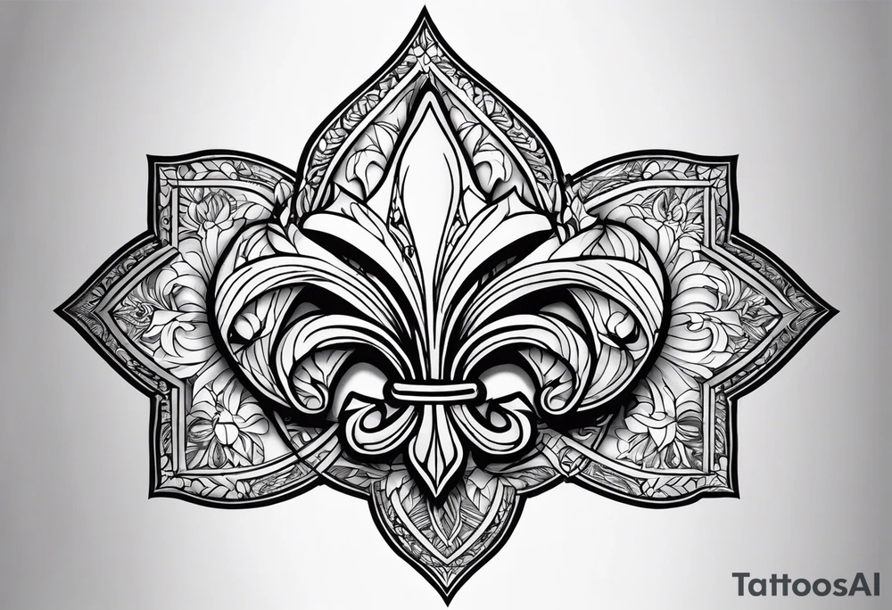 Fleur de lis with geo designs around it tattoo idea