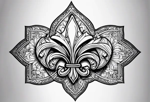 Fleur de lis with geo designs around it tattoo idea