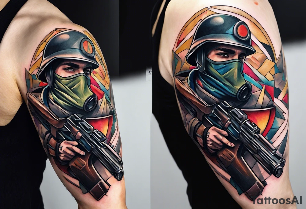 war soldier guns tattoo idea
