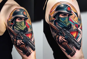 war soldier guns tattoo idea