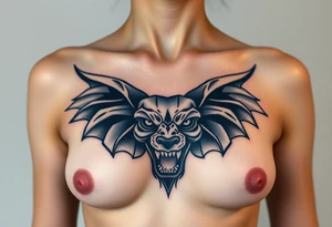 Nude woman's torso, front view, tattoo idea