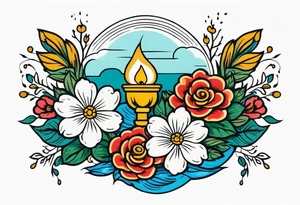 baptize in water


old school vintage simple traditional design with vintage flowers surrounding
bold color simple tattoo idea