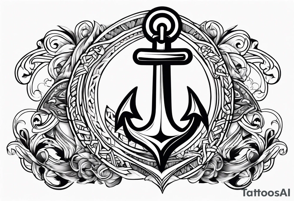 Anchor with tribal tattoo idea