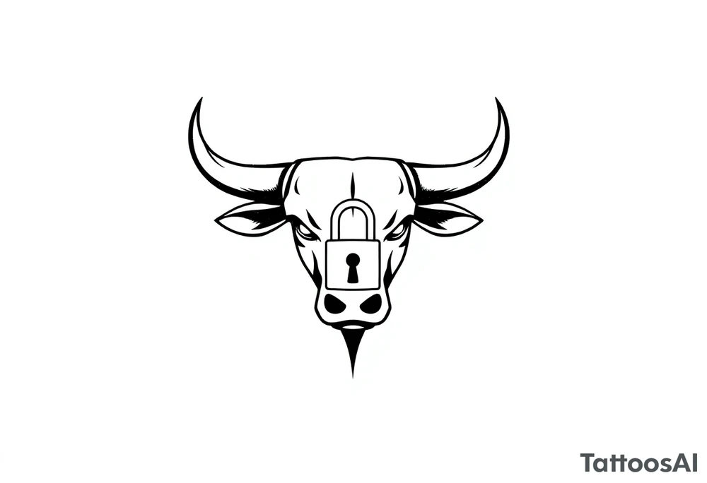 Bull symbol with lock symbol tattoo idea