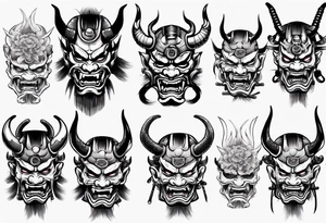 Japanese oni mask samurai without horns tattoo idea