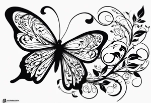 vines of leaf and butterfly tattoo wrap around tattoo idea