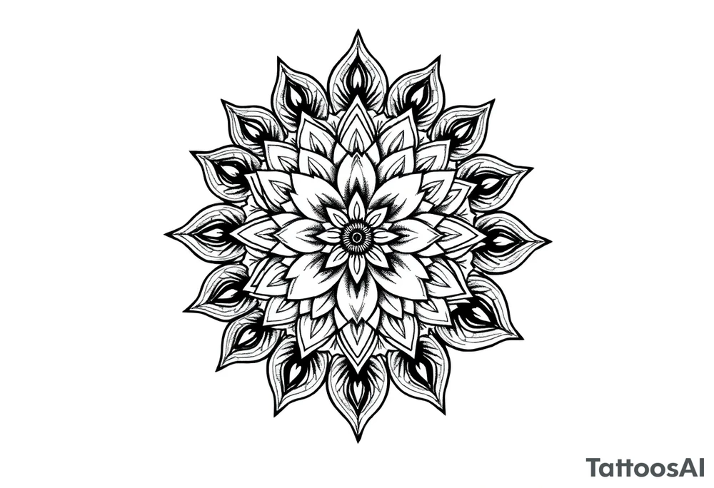Tatuagem mandala com arranjo de flor tattoo idea