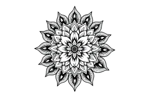 Tatuagem mandala com arranjo de flor tattoo idea