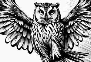 barred owl wings outstretched tattoo idea