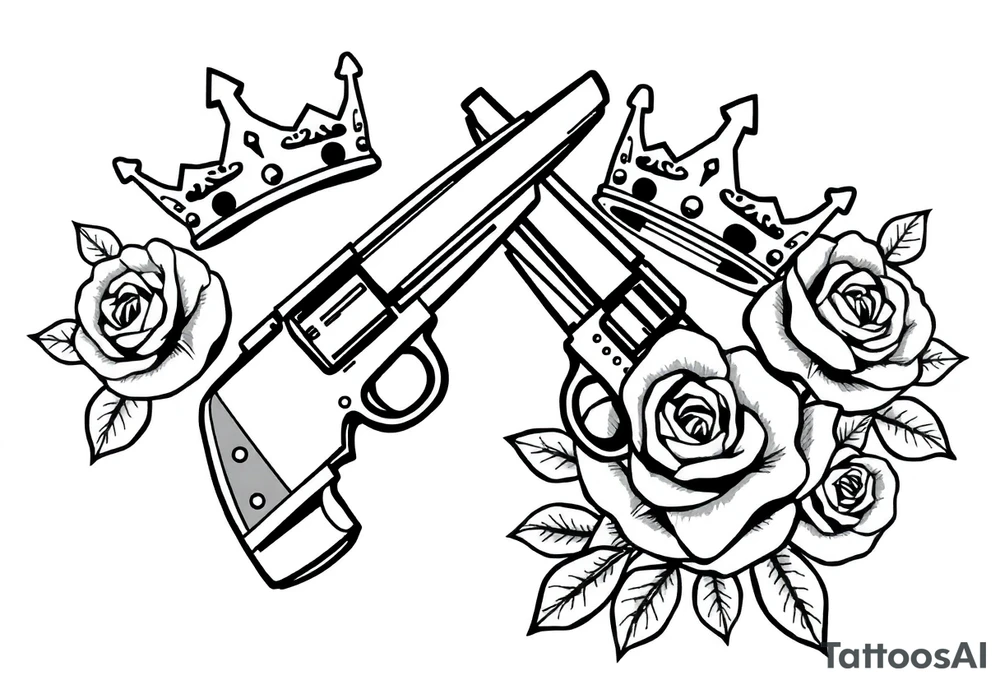 Crowns guns roses tattoo idea