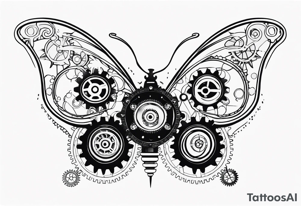 Steampunk-inspired butterfly with gears tattoo idea
