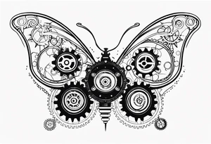Steampunk-inspired butterfly with gears tattoo idea