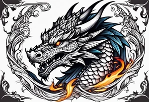 Dragon head with fire around tattoo idea