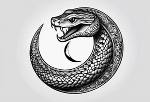 small snake wrapped around a crescent moon, simple and elegant, more moon than snake tattoo idea