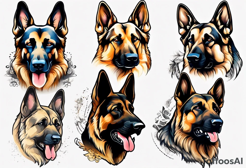 German shepherd profile tattoo idea