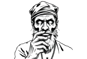 Simple American traditional style pope smoking meth tattoo idea