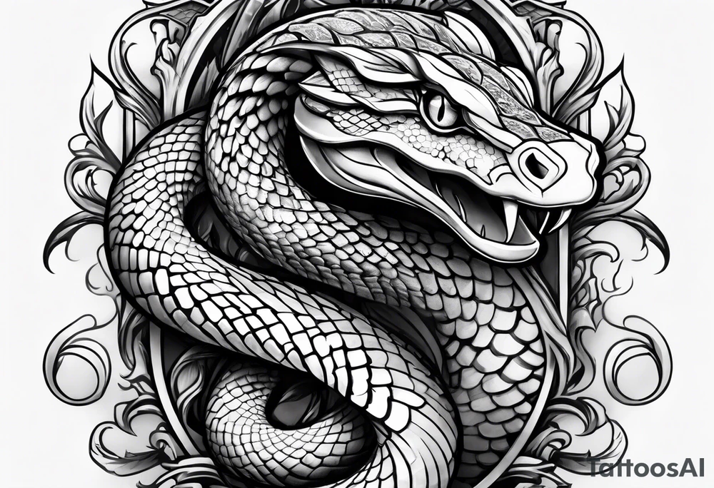 snake wrapped around a dagger tattoo idea