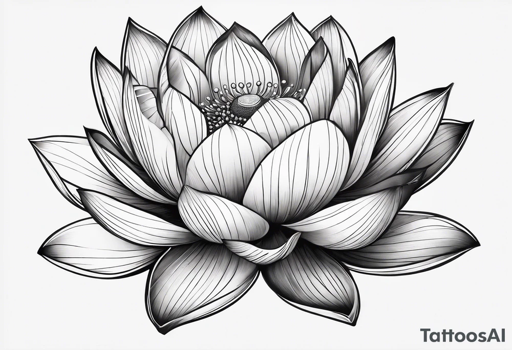 a masculine line drawing of a lotus flower tattoo idea