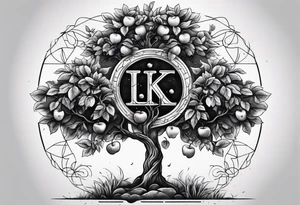 Apple tree  with LK initials tattoo idea