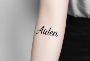 The name Aiden with shading around it tattoo idea