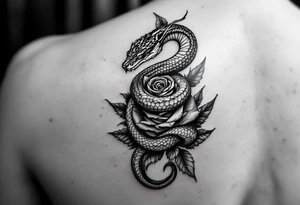powerful snake wrapped around a rose a partner tattoo tattoo idea