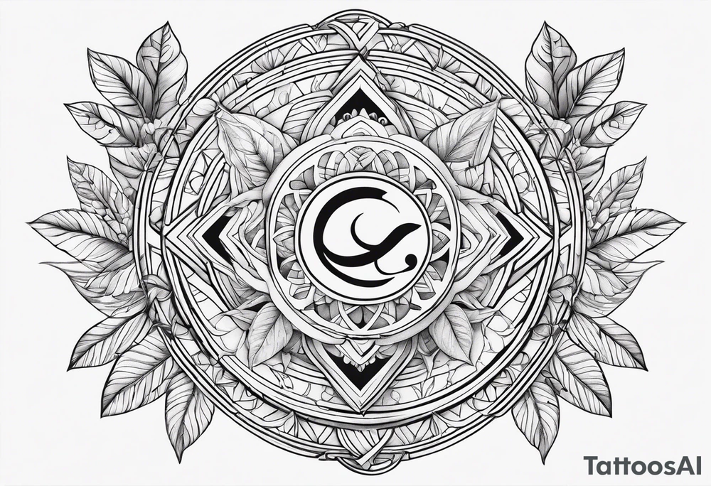 Cancer zodiac sign with leaf tattoo idea