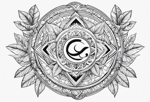 Cancer zodiac sign with leaf tattoo idea