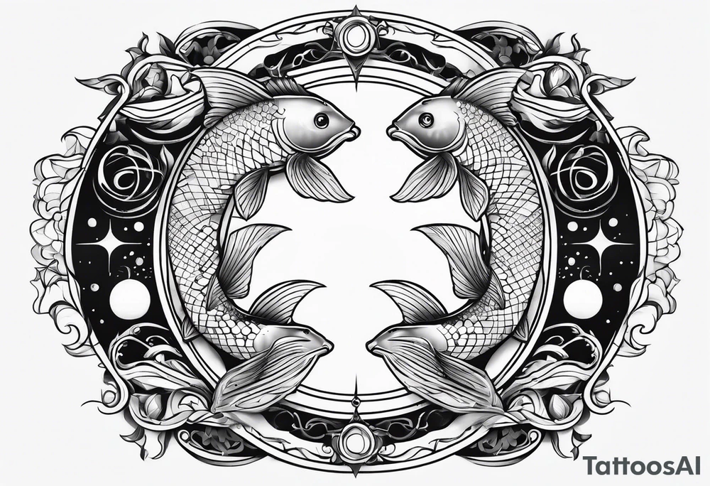 Pisces symbols in a line tattoo idea