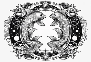 Pisces symbols in a line tattoo idea