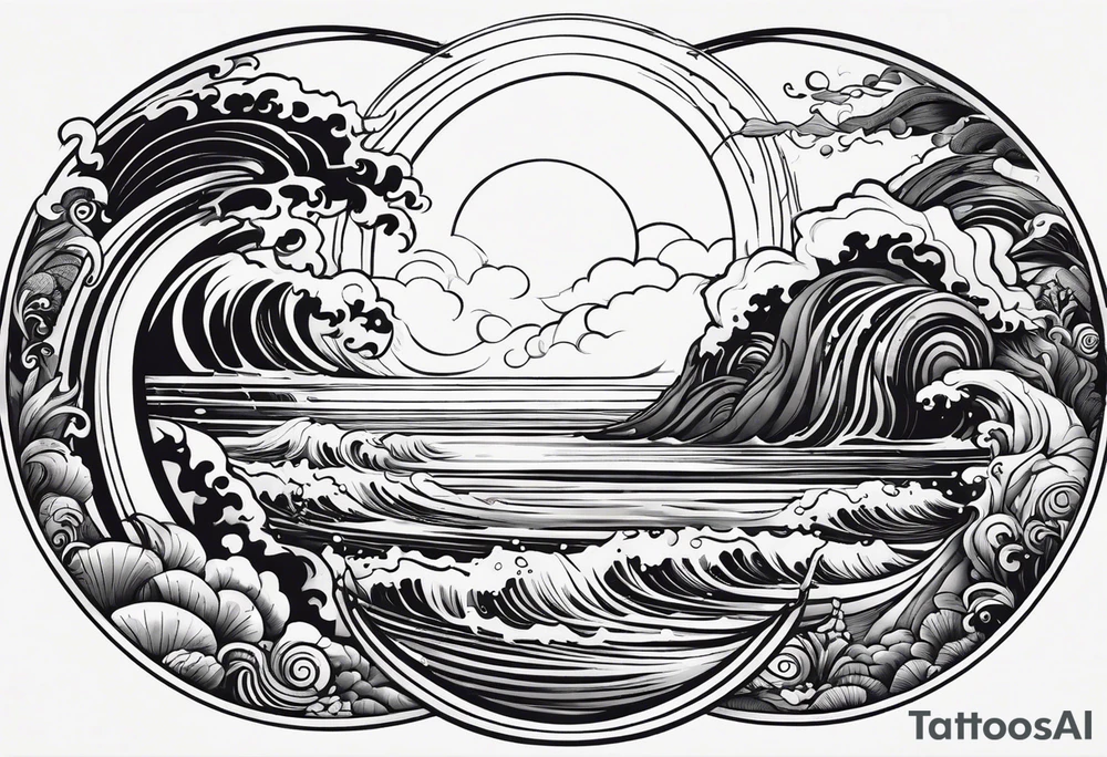 I want a tattoo of the ocean in a simple circle tattoo idea