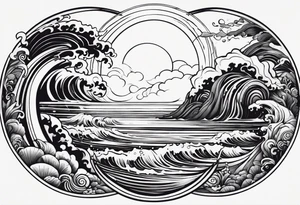 I want a tattoo of the ocean in a simple circle tattoo idea