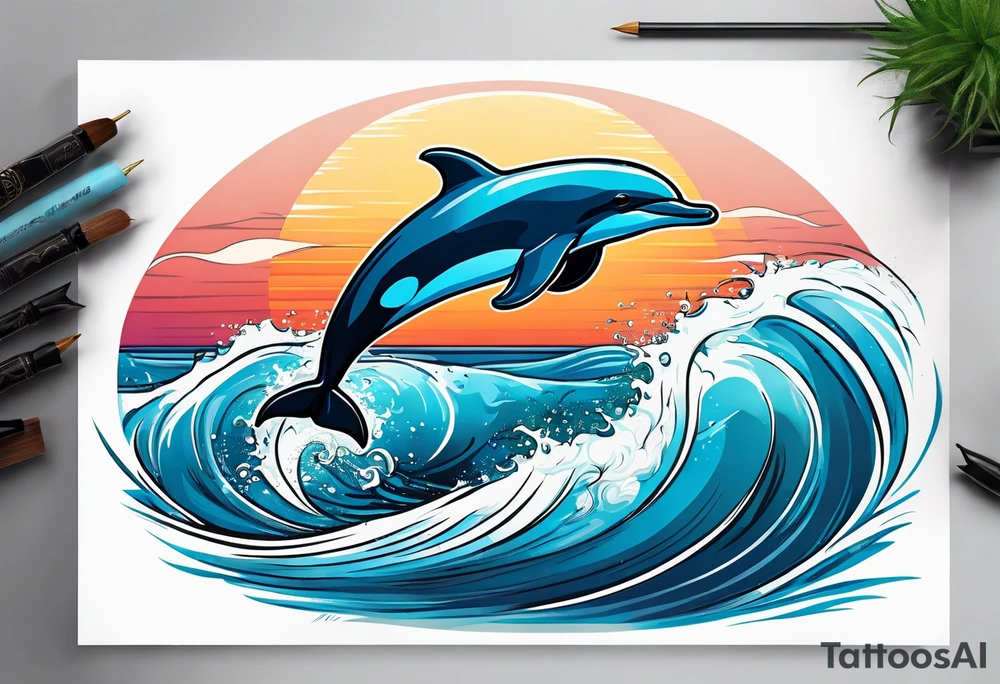 dolphin jumping out the ocean tattoo idea