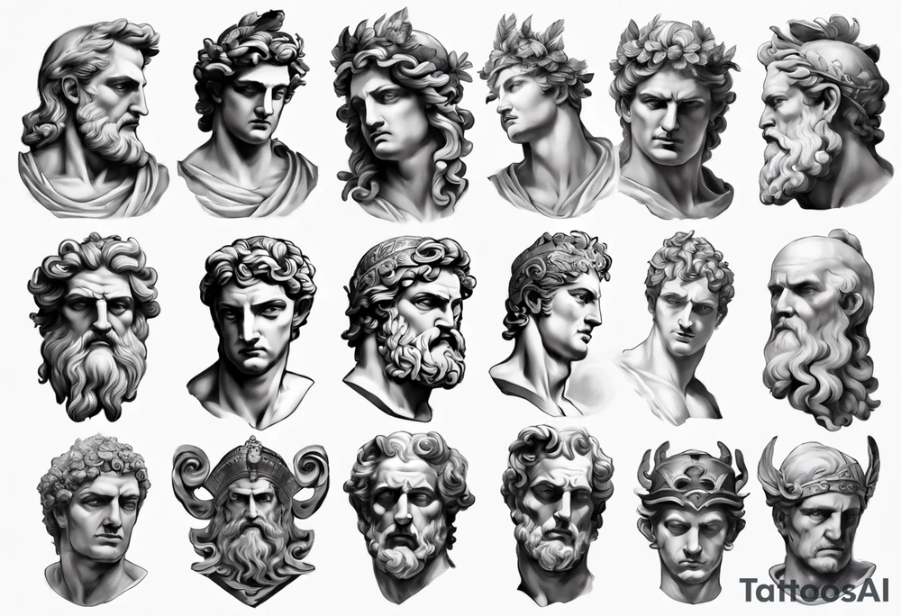 greek god statue realistic tattoo idea